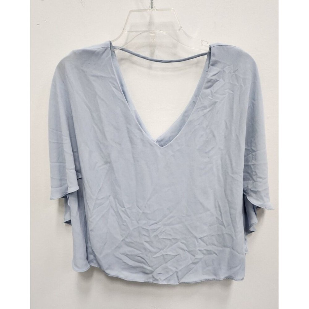 BCBG‎ Maxazria Womens Blouse Top Size XS Light Blue Cape Back Double V Pullover
